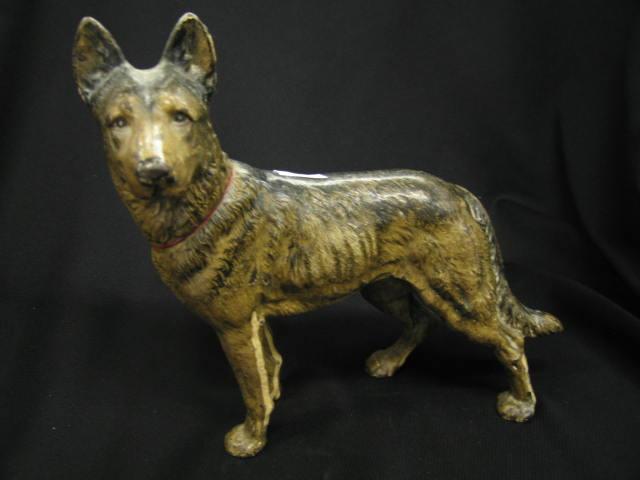 Appraisal: Antique Cast Iron Figural Doorstop of a German shepard original