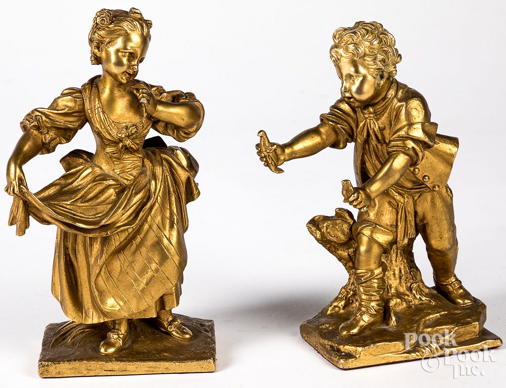 Appraisal: Pair of figural French gilt bronze statues th c Pair