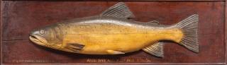 Appraisal: Atlantic Salmon plaque is by in A thirty-three-inch-long half-model fish