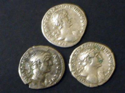 Appraisal: THREE HADRIAN DENARII with Salus Felicitas and Spes on reverse