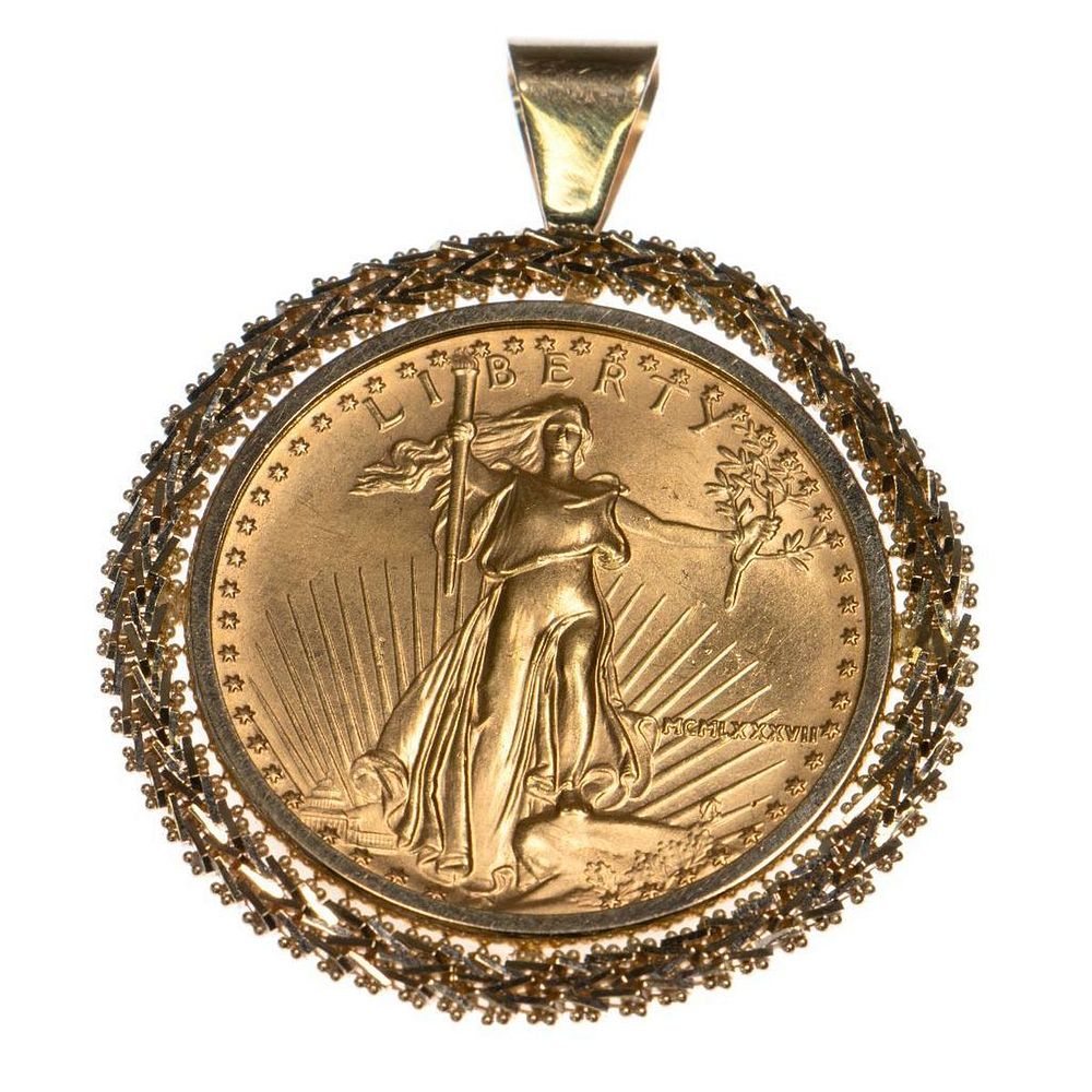 Appraisal: gold American Eagle coin k gold pendant weighing approximately grams