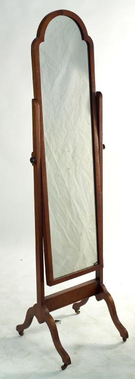 Appraisal: GEORGE III STYLE WALNUT CHEVAL MIRROR th century m -