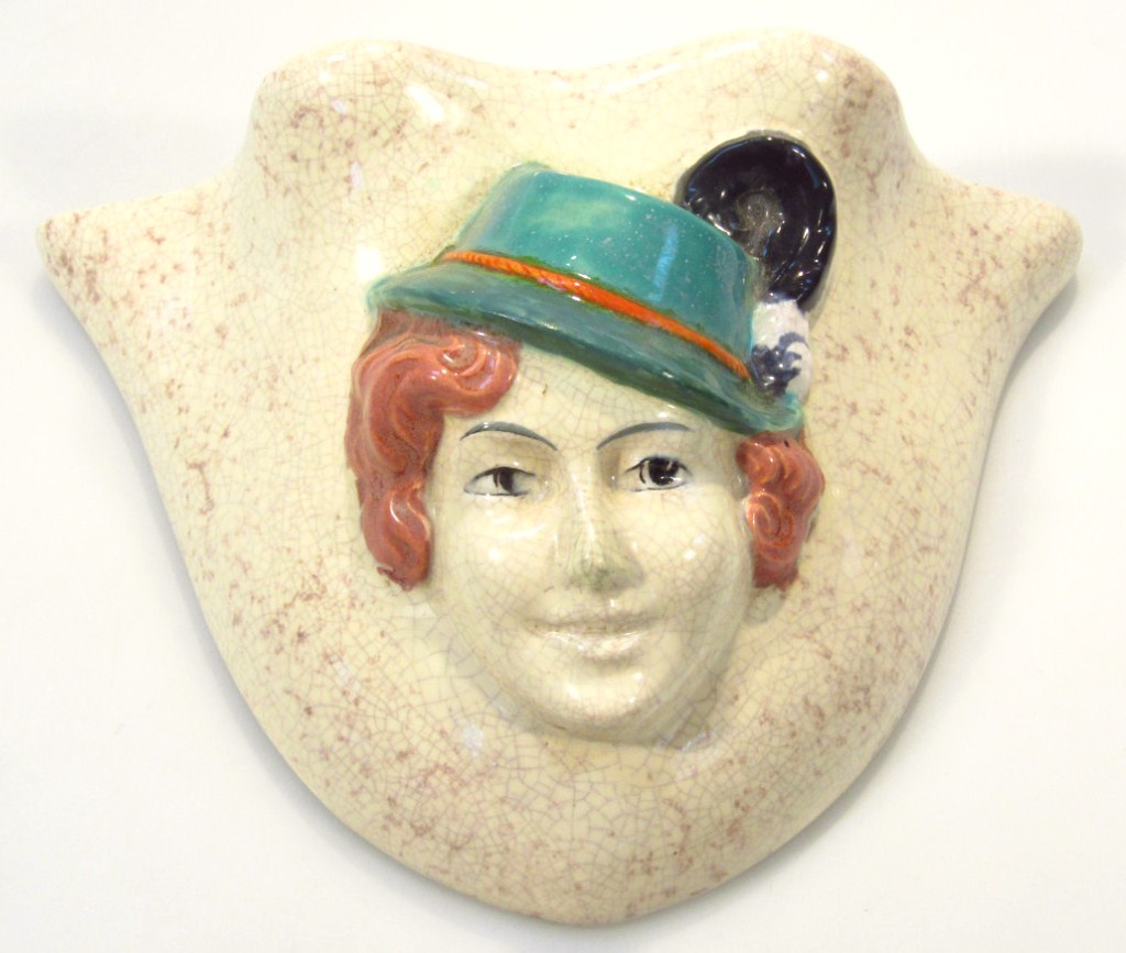 Appraisal: A mid- thC Art Deco Czechoslovakian pottery wall pocket raised