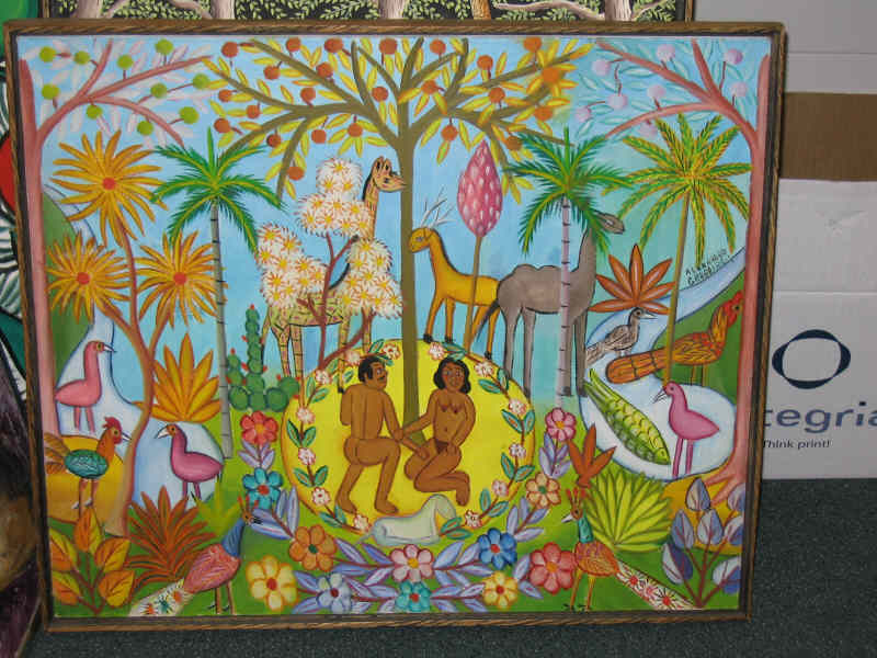 Appraisal: ALEXANDRE GREGOIRE HAITIAN B Garden of Eden oil on canvas