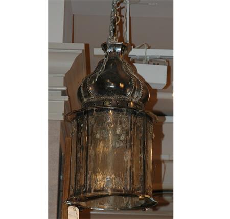 Appraisal: Silver Plated and Glass Lantern Estimate -