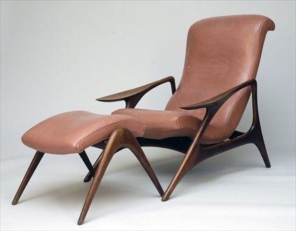 Appraisal: Vladimir Kagan for Kagan-Dreyfuss Walnut Adjustable Lounge Chair and Ottoman