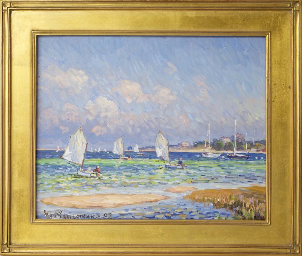 Appraisal: Jan Pawlowski Oil on Canvas Community Sailing School Off Washington