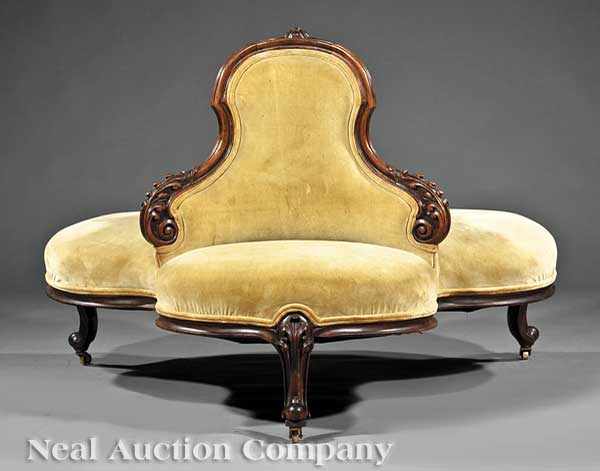 Appraisal: A Louis Philippe Carved Mahogany T te-a-T te th c