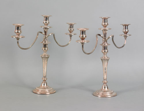 Appraisal: Pair of sterling silver weighted candelabra ca h