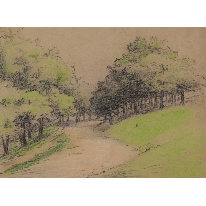 Appraisal: Irene Bishop drawing ''Eden Park'' pastel and charcoal on paper