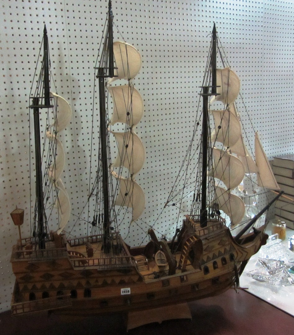 Appraisal: A Japanese wooden model of a galleon