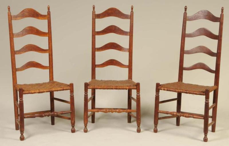 Appraisal: Lot of Four-Slat Ladderback Side Chairs Description One bears engraved