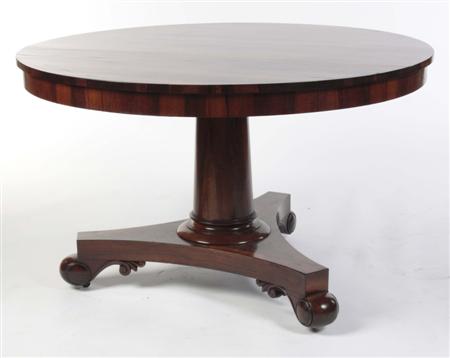 Appraisal: A William IV rosewood breakfast table the well-figured circular top