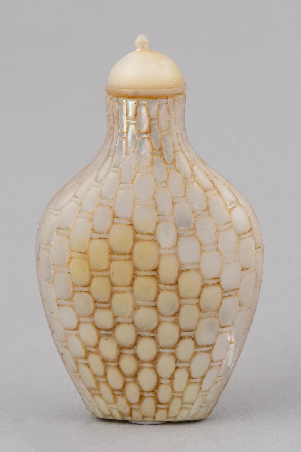 Appraisal: CHINESE MOTHER-OF-PEARL SNUFF BOTTLE TH CENTURY HEIGHT CHINESE MOTHER-OF-PEARL SNUFF