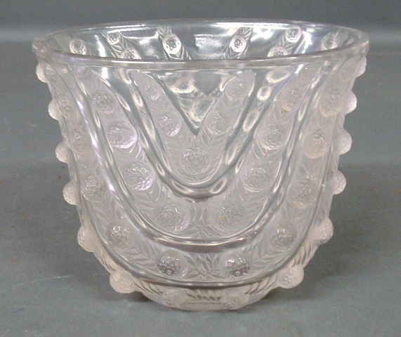 Appraisal: - Large French glass vase signed R Lalique France h