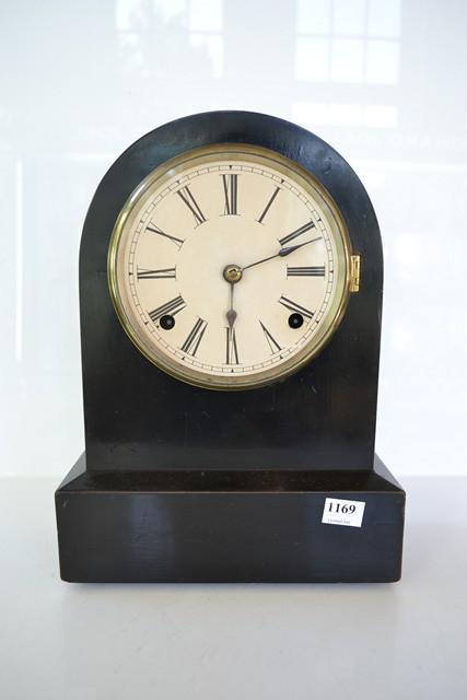 Appraisal: TH CENTURY DAY STRIKING MANTLE CLOCK IN EBONISED CASE KEY