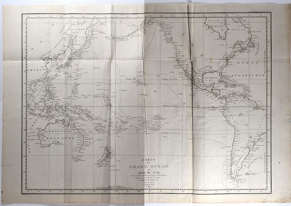 Appraisal: Map of the Pacific Ocean La Perouse's Atlas ca Carte