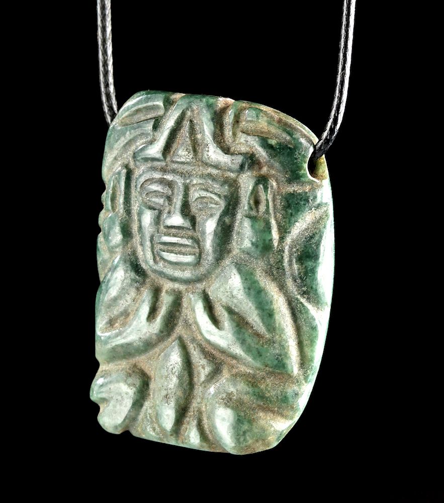 Appraisal: Maya Greenstone Figural Plaque Amulet Pre-Columbian Southern Mexico to Guatemala