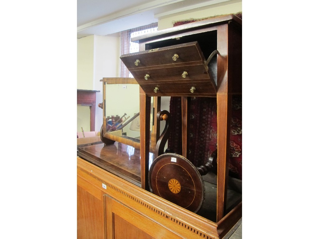 Appraisal: Victorian dressing mirror Edwardian mahogany pot cupboard and a wine