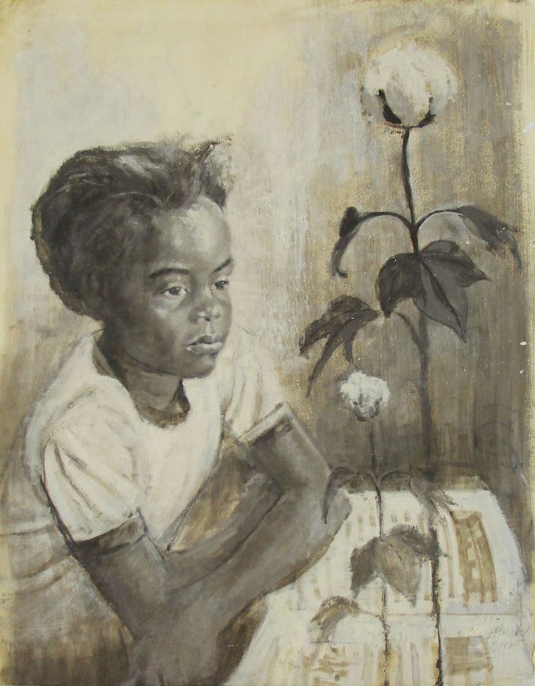 Appraisal: ERNEST CRICHLOW AFRICAN-AMERICAN - Oil on Paper Portrait of a