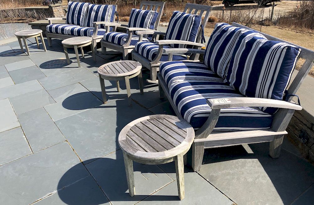 Appraisal: Pair of Gloster Teak Wood Outdoor Rocking Chairs and Two