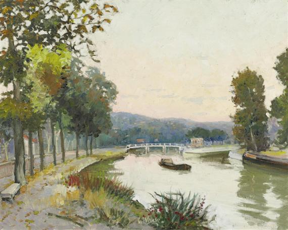 Appraisal: KLUGE CONSTANTINE Riga - Paris Bougival lock Oil on canvas