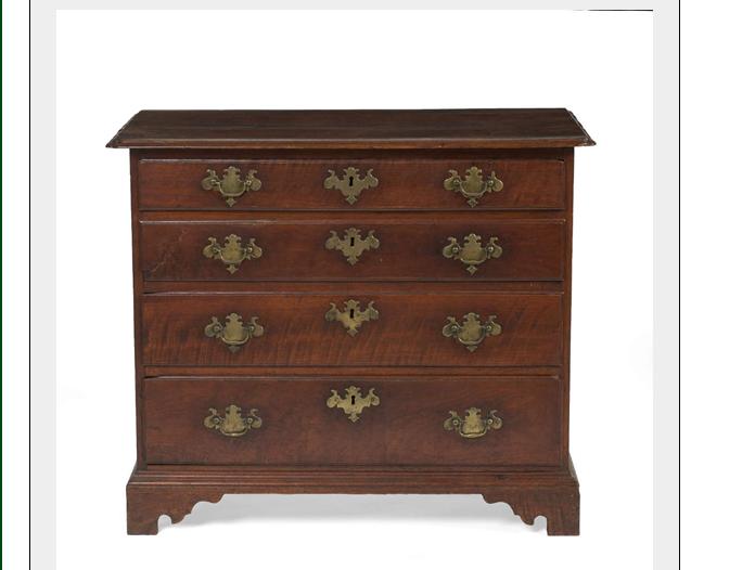 Appraisal: CHIPPENDALE RICHLY FIGURED WALNUT BACHELOR'S CHEST POSSIBLY SOUTHERN The rectangular