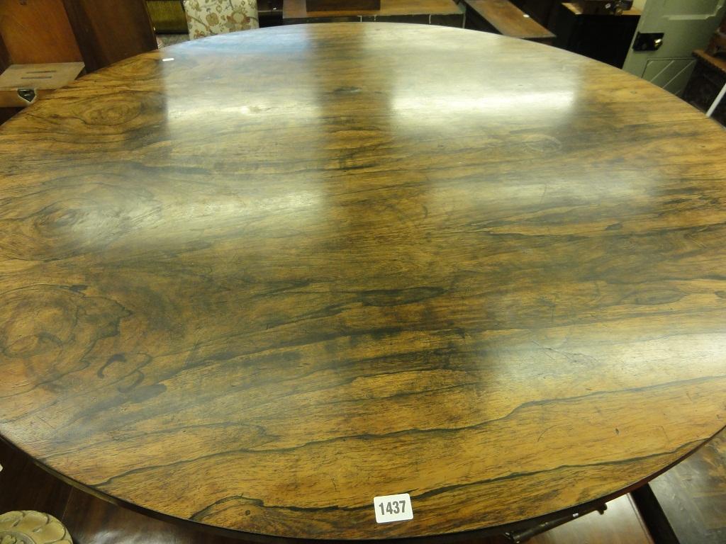 Appraisal: A William IV rosewood tilt top breakfast table of circular