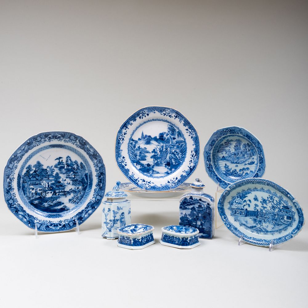 Appraisal: Group of Chinese Export Blue and White Tablewares Comprising Three