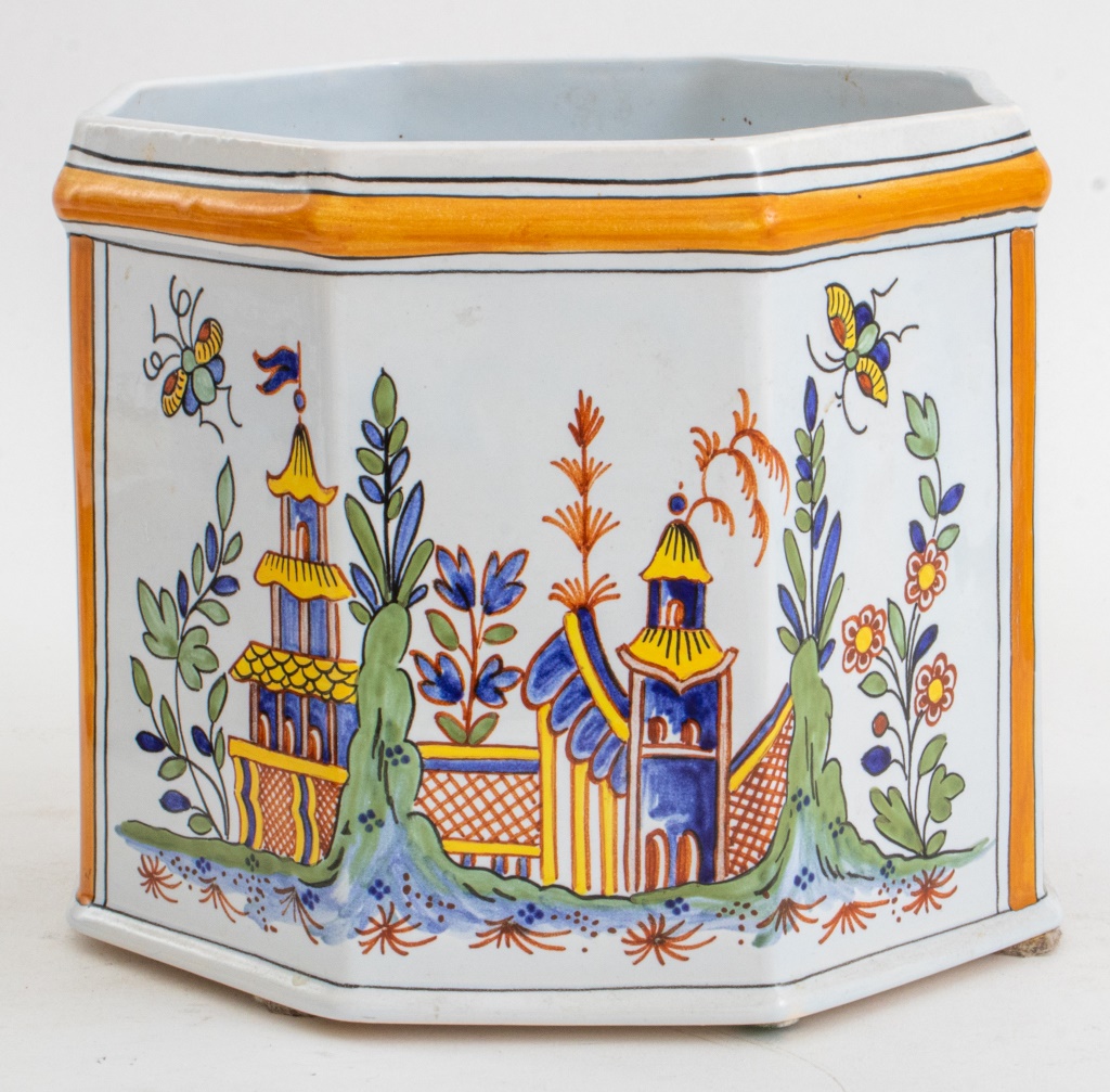 Appraisal: TIFFANY CO HAND PAINTED FRENCH CERAMIC CACHE POT Tiffany Co