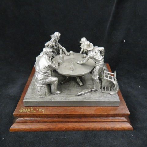 Appraisal: Chilmark Pewter Figurine Too Many Aces cowboy card game gone