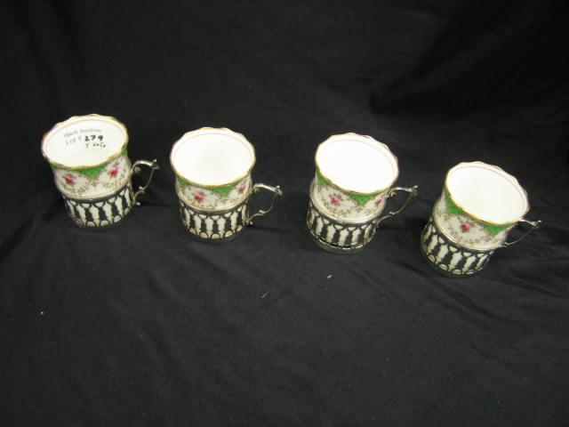 Appraisal: Set of English Sterling Bone China Demitasse cups