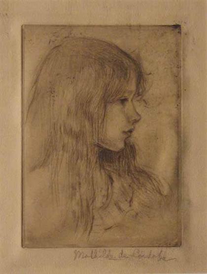 Appraisal: MATHILDE DE CORDOBA american - two drypoint etchings YOUNG GIRL