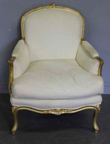 Appraisal: Louis XV Giltwood and Upholstered Bergere From a Park Avenue