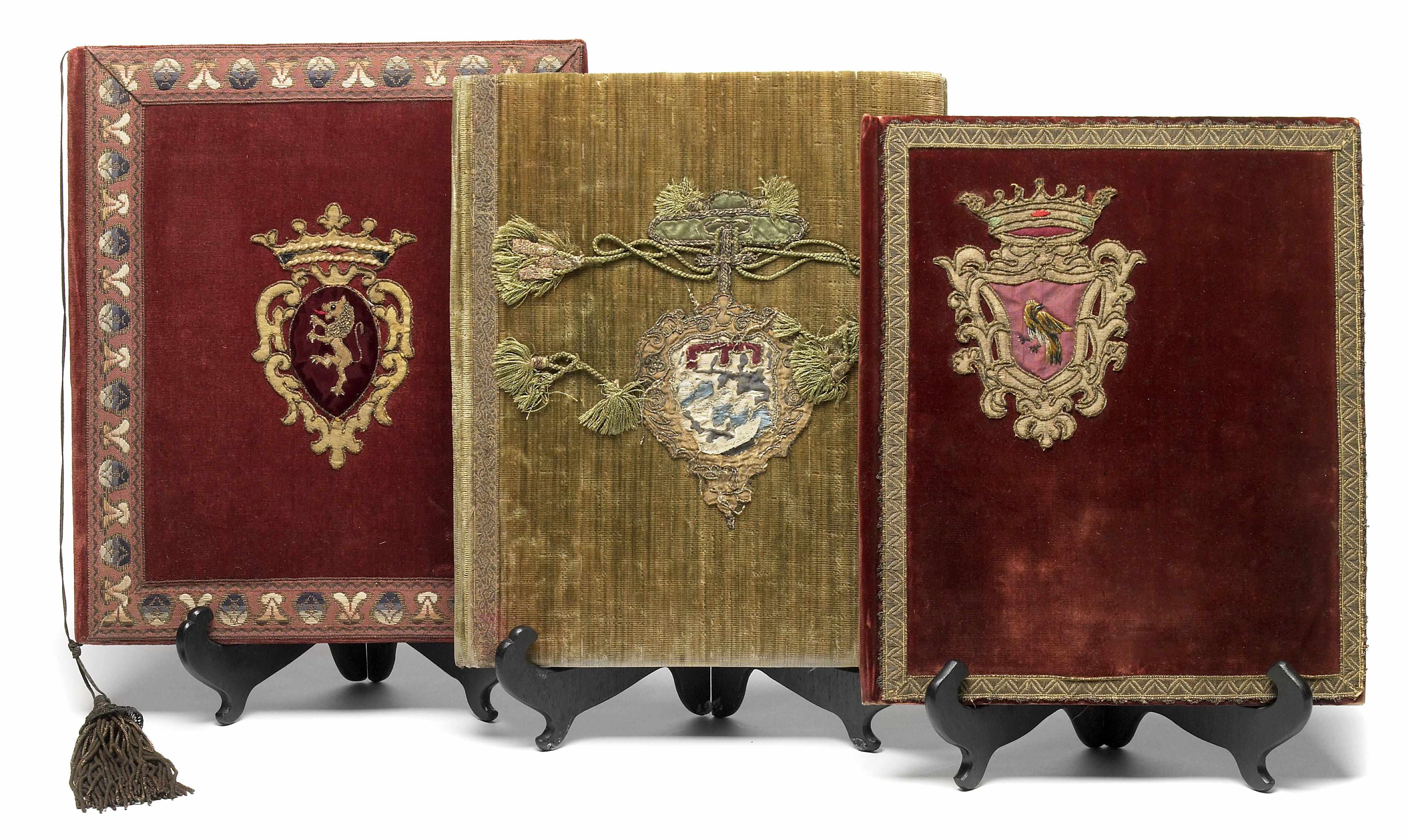 Appraisal: A group of three velvet bindings early th century Each