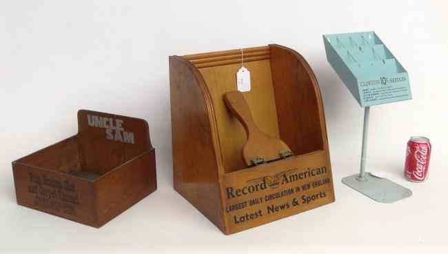 Appraisal: Lot three table top displays including ''Record American'' newspaper ''Uncle