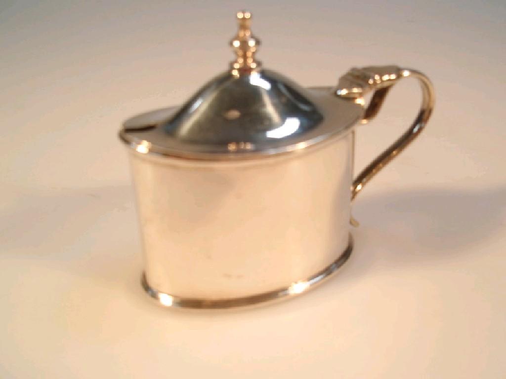 Appraisal: An early George V silver oval mustard Sheffield the domed