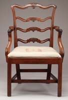 Appraisal: CHIPPENDALE CARVED MAHOGANY ARMCHAIR The English period chair having ladder-back