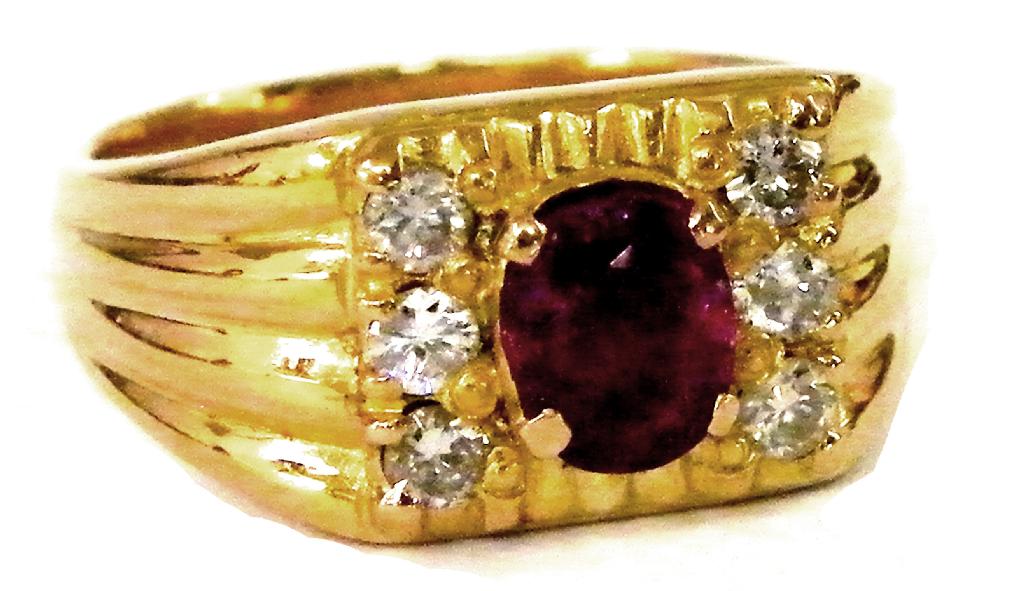 Appraisal: ct gent's ruby and diamond ring set with an oval