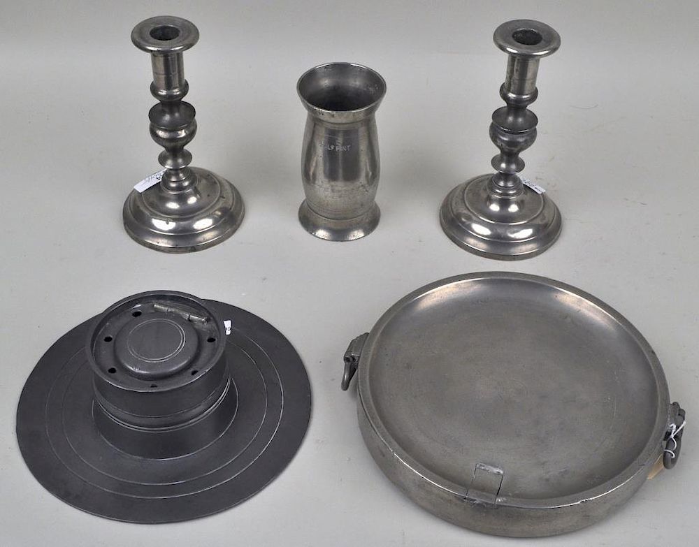 Appraisal: Estate Group FIve Pewter Items including a warming stand an