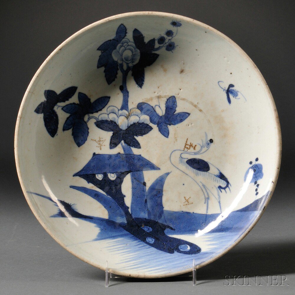 Appraisal: Blue and White Plate China th century decorated with stylized