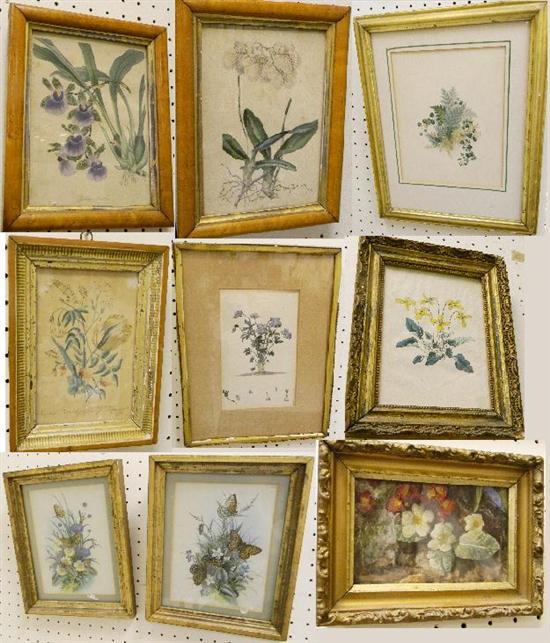 Appraisal: Four floral prints in gilt frames the largest overall some