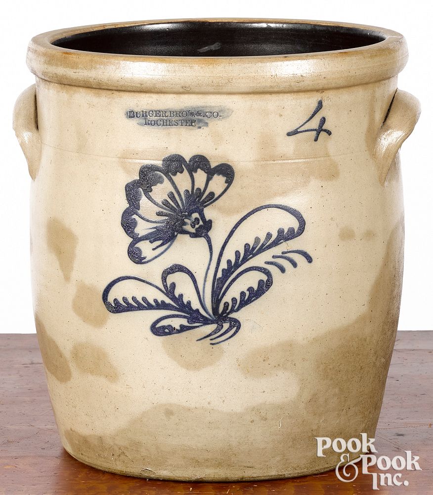 Appraisal: New York four-gallon stoneware crock New York four-gallon stoneware crock