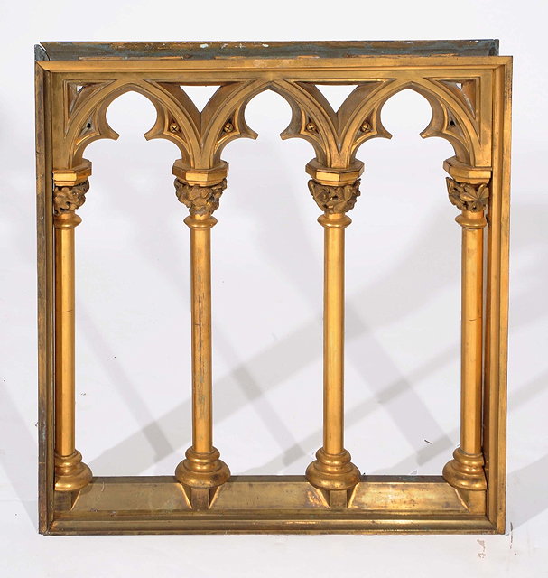 Appraisal: A VICTORIAN GOTHIC GILT METAL PANEL probably from an altar