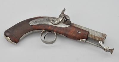 Appraisal: Percussion Overcoat Pistol By Dowling Dublin ca Single gun with