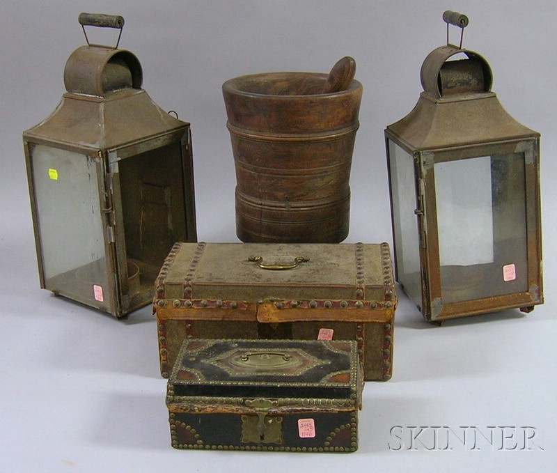 Appraisal: Ten Assorted th Century Decorative Items a pair of tin