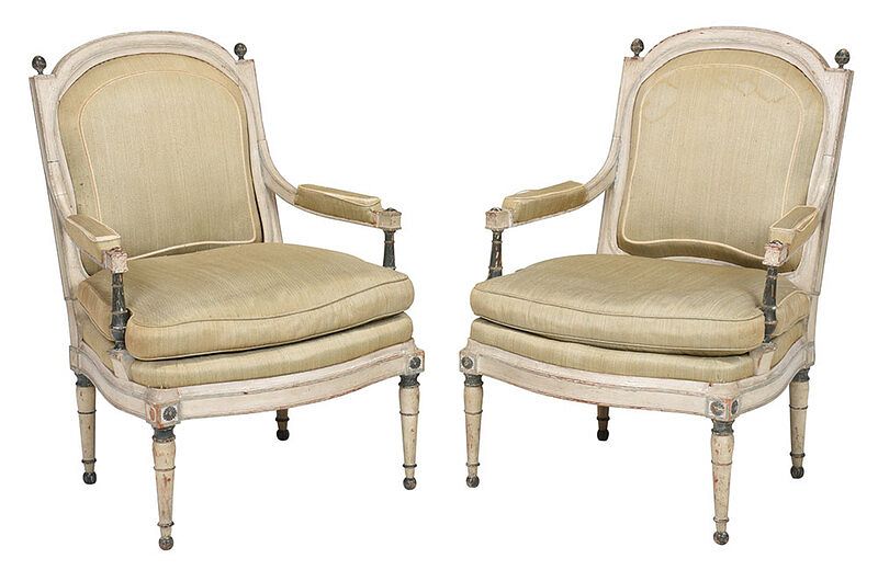 Appraisal: Pair Georges Jacob Directoire Fauteuils a la Reine French circa