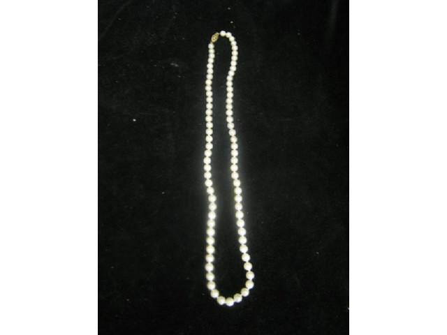 Appraisal: Pearl Necklace pearls measuring to mm long k clasp