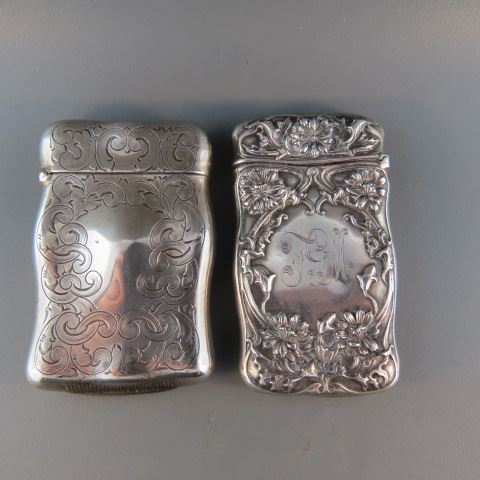 Appraisal: Sterling Silver Match Safes Gorham floral and an engraved by