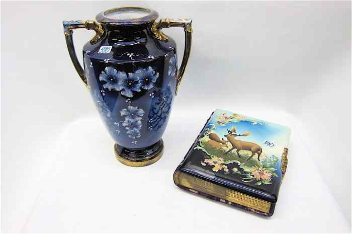 Appraisal: PORCELAIN VASE VICTORIAN PHOTO ALBUM pieces The double handled blue